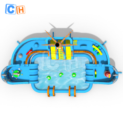 Giant ocean theme water park with square pool