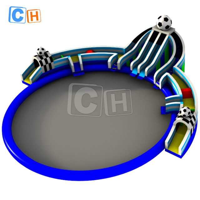 Giant penguin-themed water park with pool