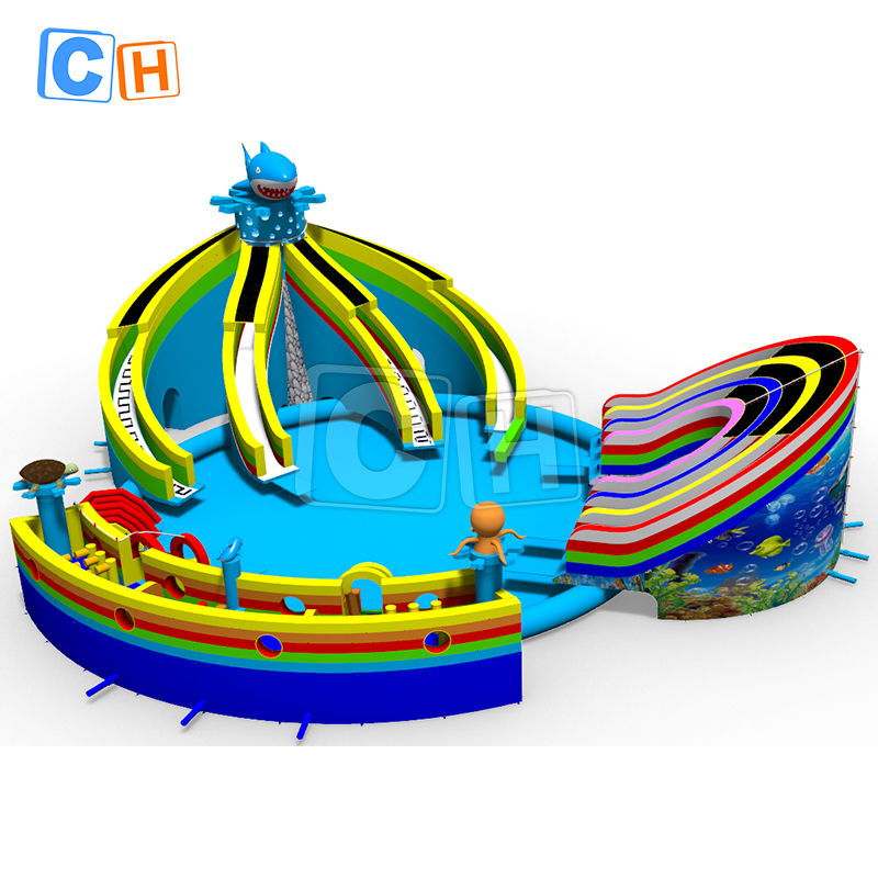 Ocean Theme inflatable water park with large pool