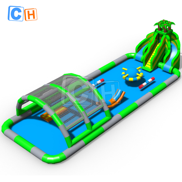 Coconut Tree Inflatable Water Park with double slides