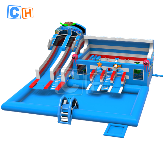 Ocean theme inflatable water park suitable for courtyard