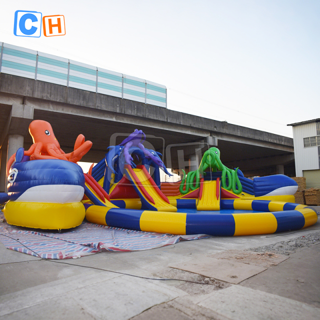 Giant Ocean Theme Inflatable Water Park with Slide