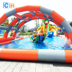 Coconut Tree Inflatable Water Park with double slides