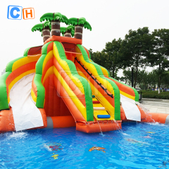 Coconut Tree Inflatable Water Park with double slides