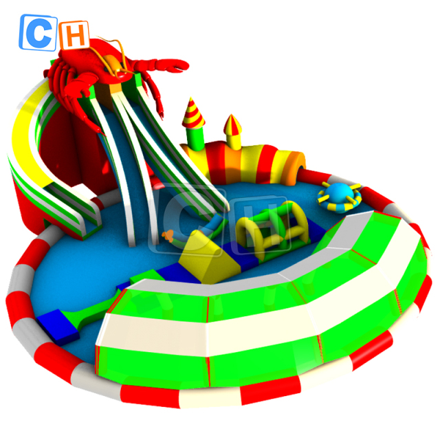 Giant Prawn Shaped Inflatable Water Park with Slide