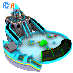 Adventure castle themed inflatable water park
