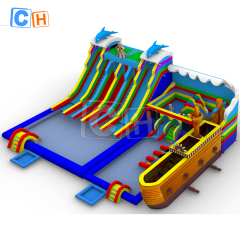 Pirate theme water park with slides and pools