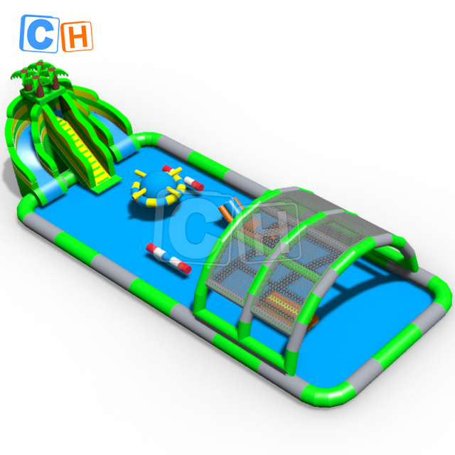 Coconut Tree Inflatable Water Park with double slides