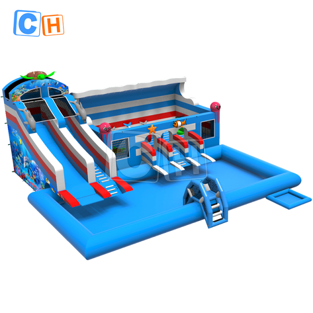 Ocean theme inflatable water park suitable for courtyard