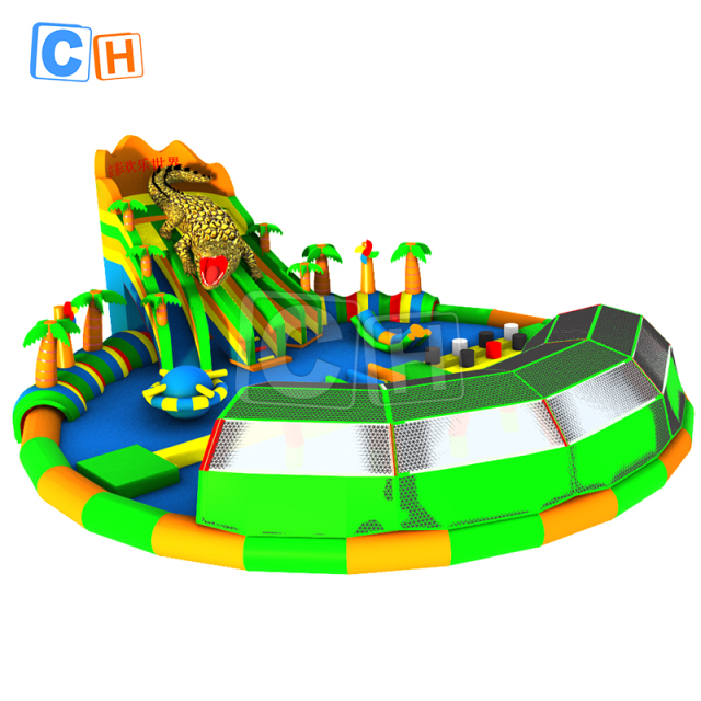 Crocodile theme inflatable water park suitable for parks