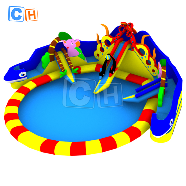 Giant Octopus Inflatable Water Park with Slide