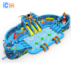 Giant ocean theme water park with square pool