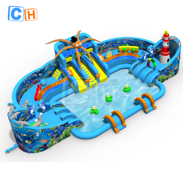 Giant ocean theme water park with square pool