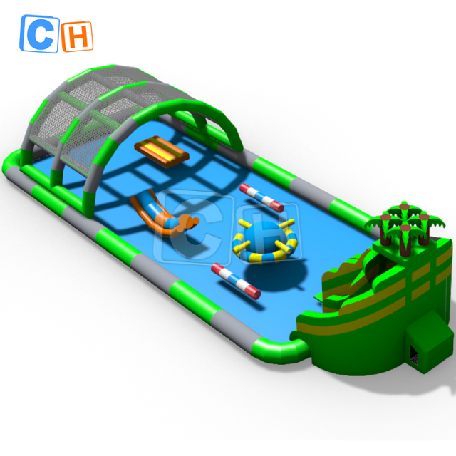 Coconut Tree Inflatable Water Park with double slides