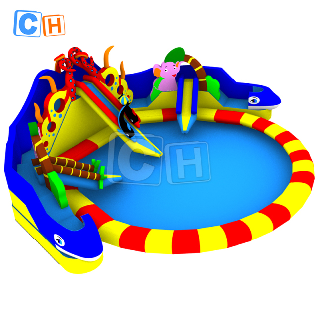 Giant Octopus Inflatable Water Park with Slide