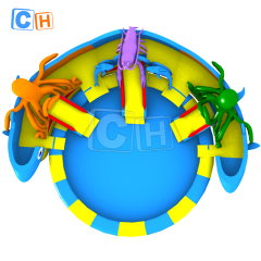 Giant Ocean Theme Inflatable Water Park with Slide