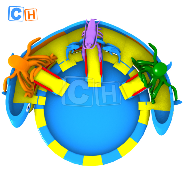 Giant Ocean Theme Inflatable Water Park with Slide