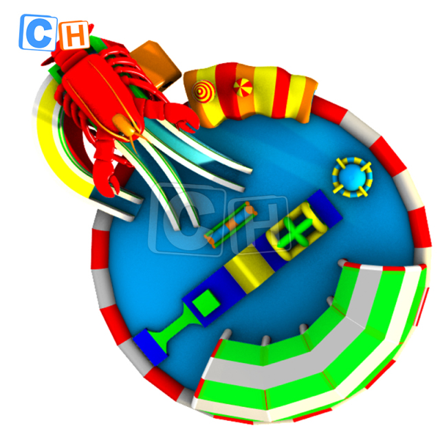 Giant Prawn Shaped Inflatable Water Park with Slide