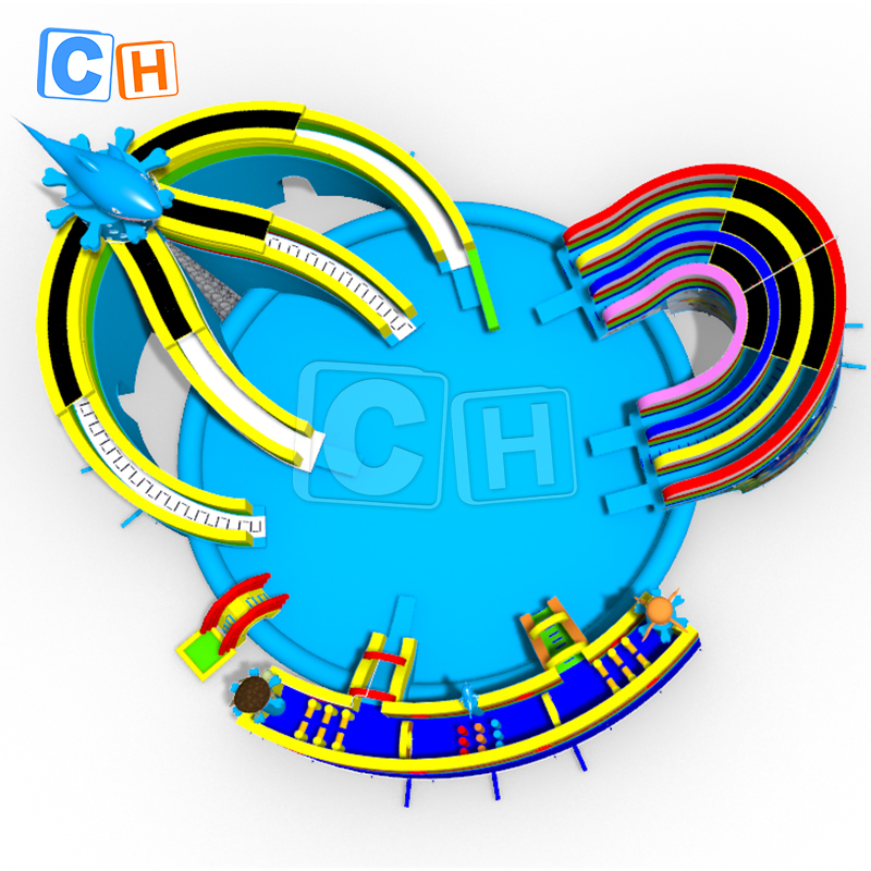 Ocean Theme inflatable water park with large pool