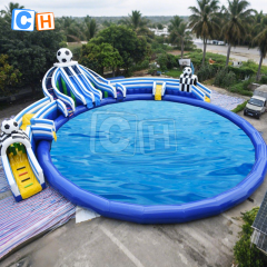 Giant penguin-themed water park with pool