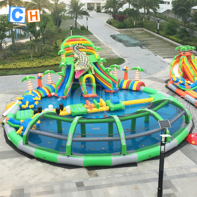 Crocodile theme inflatable water park suitable for parks