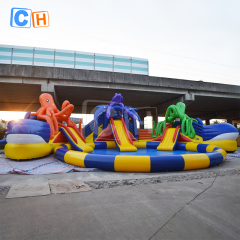 Giant Ocean Theme Inflatable Water Park with Slide