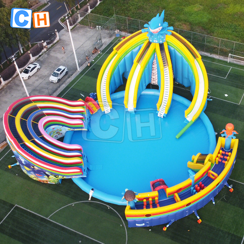 Ocean Theme inflatable water park with large pool