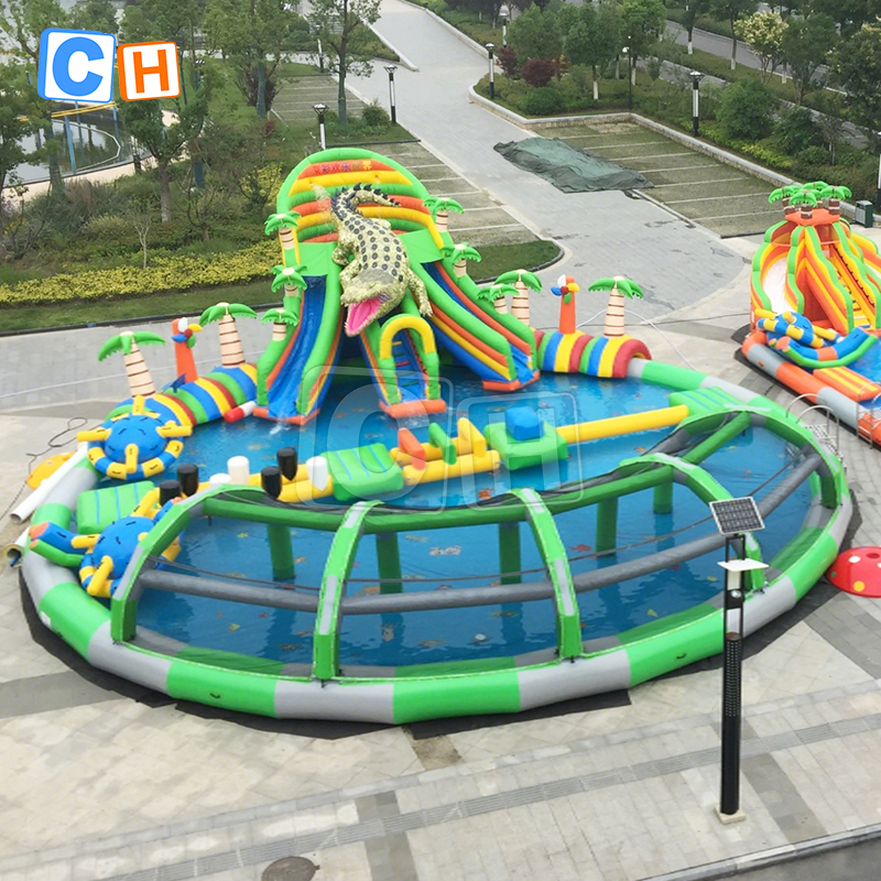 Crocodile theme inflatable water park suitable for parks