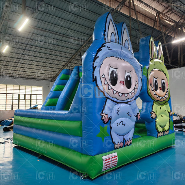Labubu Themed Inflatable Bounce House with Slide