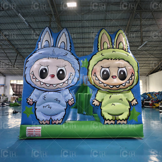 Labubu Themed Inflatable Bounce House with Slide