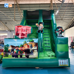 Block Game Theme Inflatable Dry Slide for Childrens