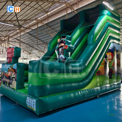 Block Game Theme Inflatable Dry Slide for Childrens