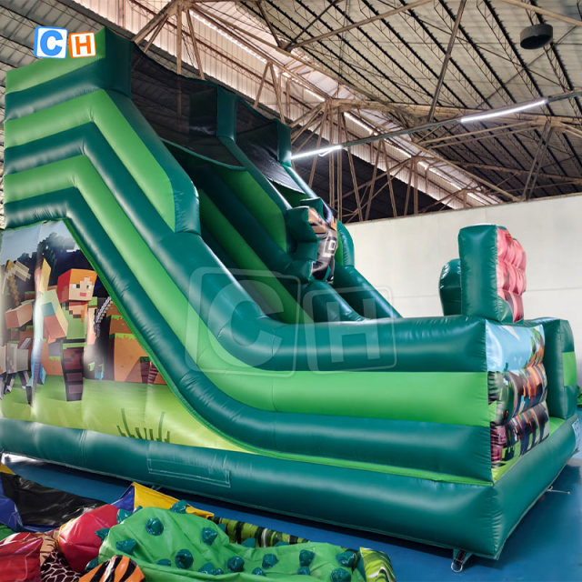 Block Game Theme Inflatable Dry Slide for Childrens