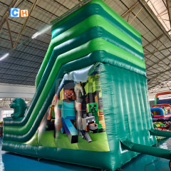 Block Game Theme Inflatable Dry Slide for Childrens