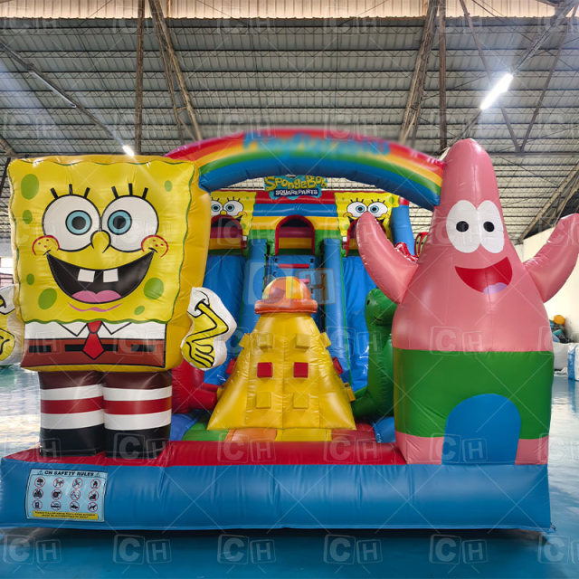 Children's Inflatable Cartoon Slide Double Slide Inflatable with Blower