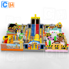 Excavator themed inflatable amusement park