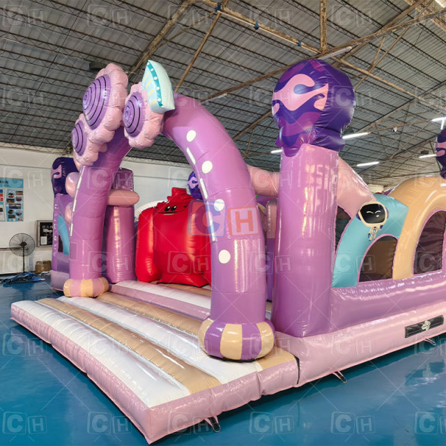 Purple Candy Theme Outdoor Inflatable Bounce Castle
