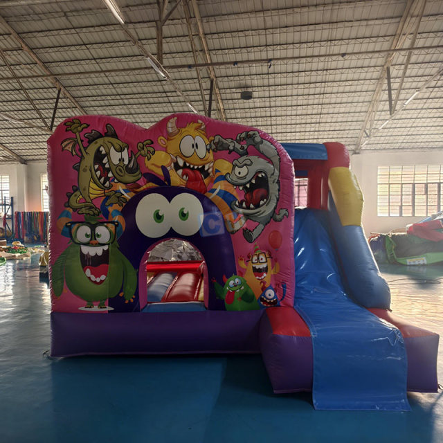 Customized Monster-themed Inflatable Trampoline with Slide