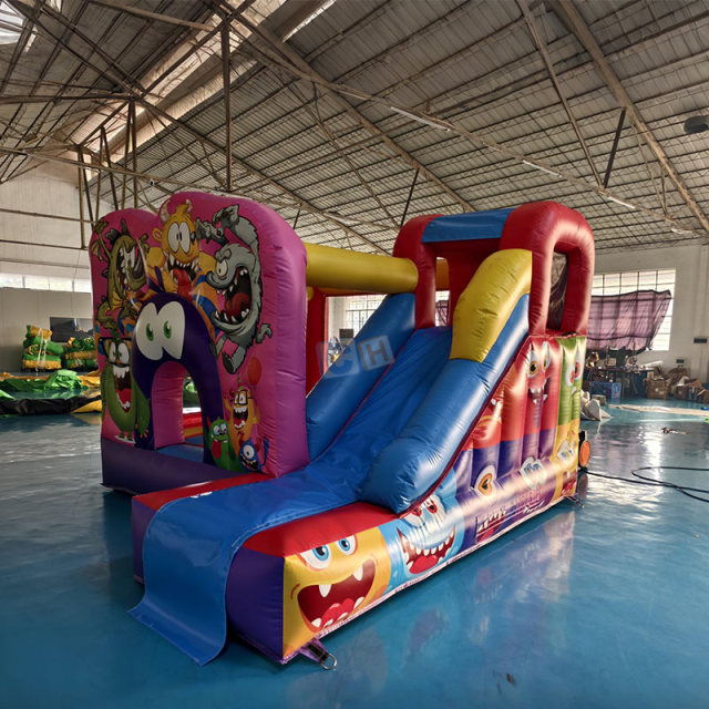 Customized Monster-themed Inflatable Trampoline with Slide