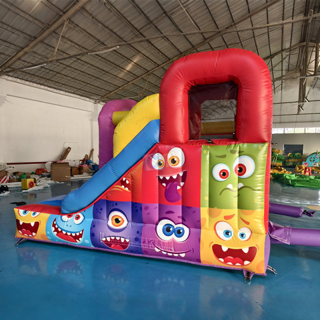 Customized Monster-themed Inflatable Trampoline with Slide