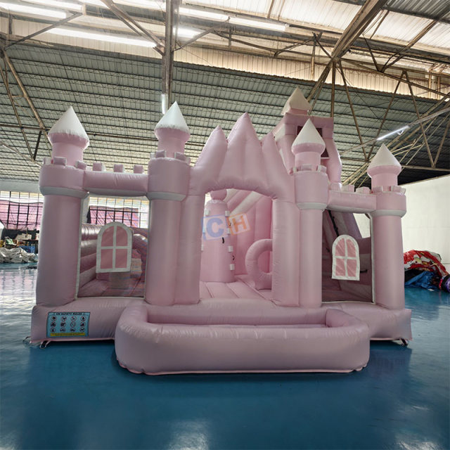 Commercial Pink PVC Inflatable Bouncer Combo with Blower