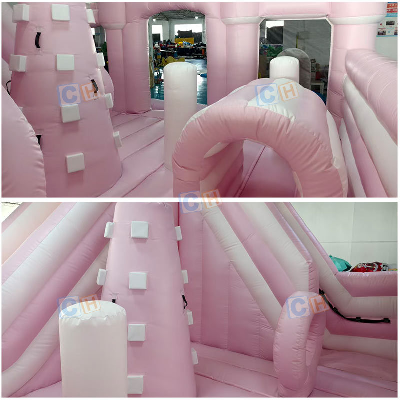 Commercial Pink PVC Inflatable Bouncer Combo with Blower