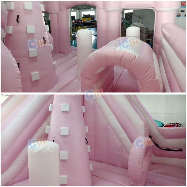 Commercial Pink PVC Inflatable Bouncer Combo with Blower