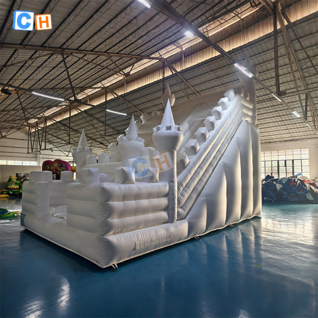 Commercial PVC Outdoor White Inflatable Dry Slide
