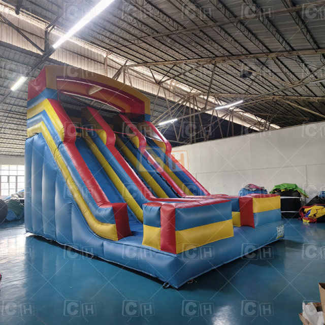Double-lane Inflatable Dry Slide Bounce Castle for Kids