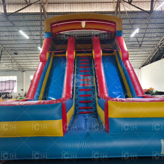 Double-lane Inflatable Dry Slide Bounce Castle for Kids
