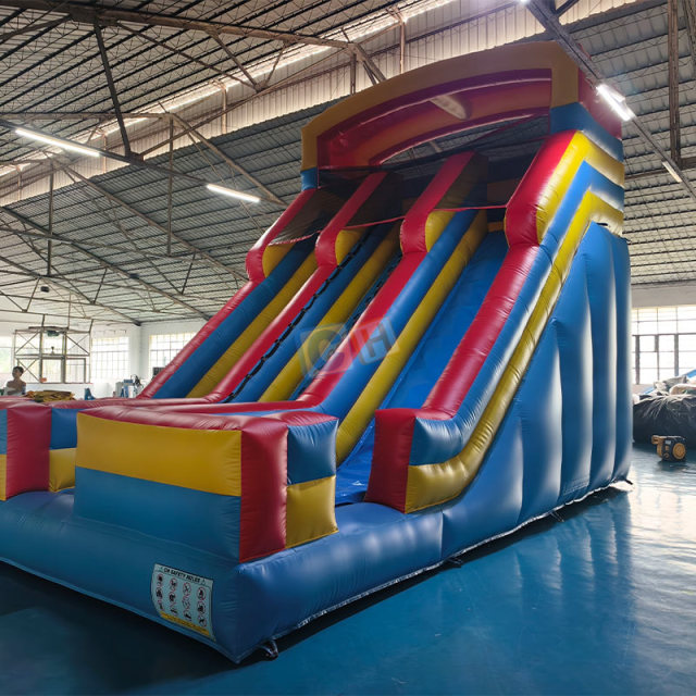 Double-lane Inflatable Dry Slide Bounce Castle for Kids