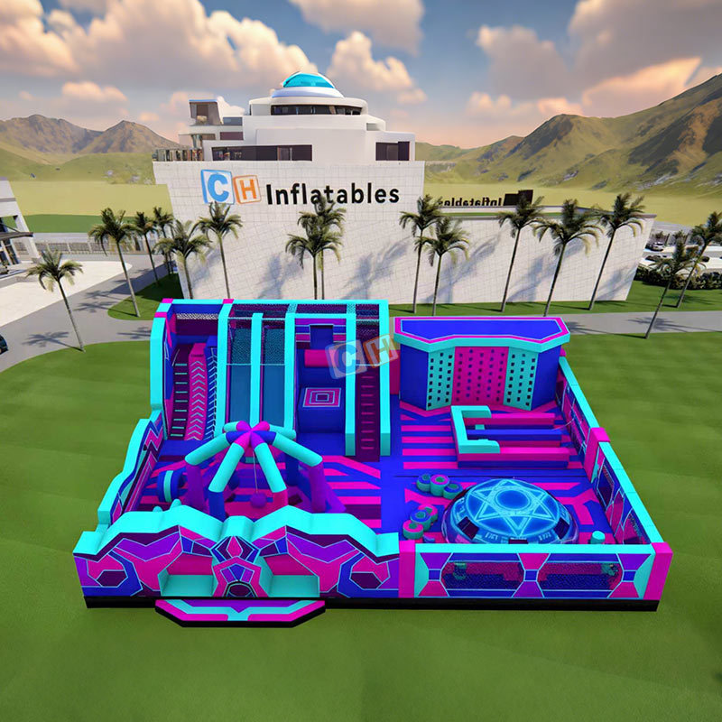 Cyberpunk Themed Mega Inflatable Playground Park for kids and Adults
