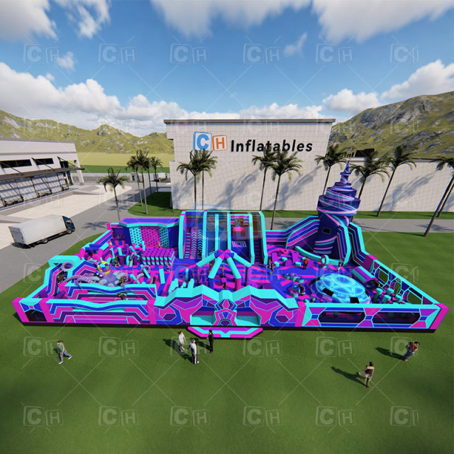 Cyberpunk-Themed Mega Inflatable Play Park