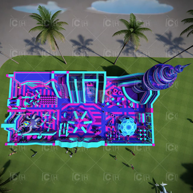 Cyberpunk-Themed Mega Inflatable Play Park